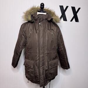 Timberland Fur Hooded Insulated Parka Jacket • Winter Coat Y2K Gorpcore 9-10 S
